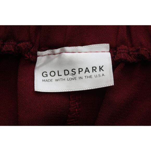 Goldspark Women's Medium Burgundy Dress Pockets Off the Shoulder Flare Sleeves - Picture 3 of 11